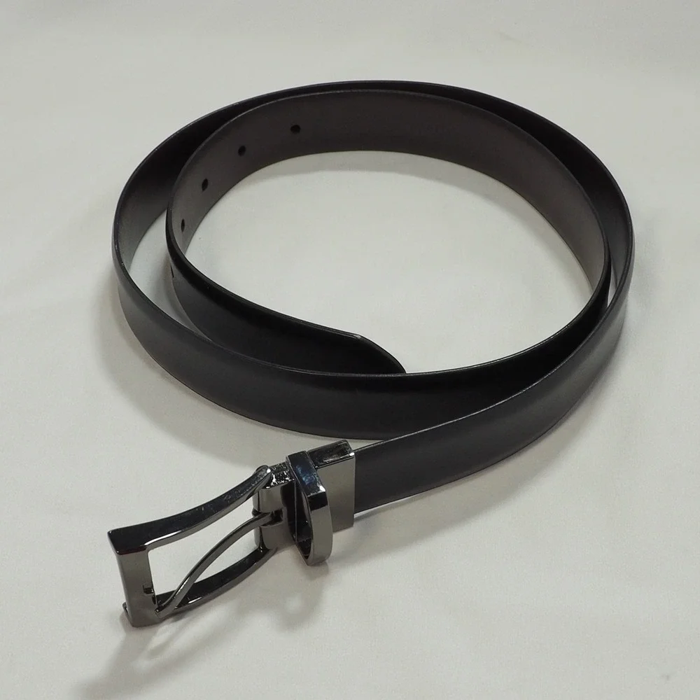 Leather Reversible Belt Men 36 Black Brown Swivel Buckle Hand Crafted Minimalist